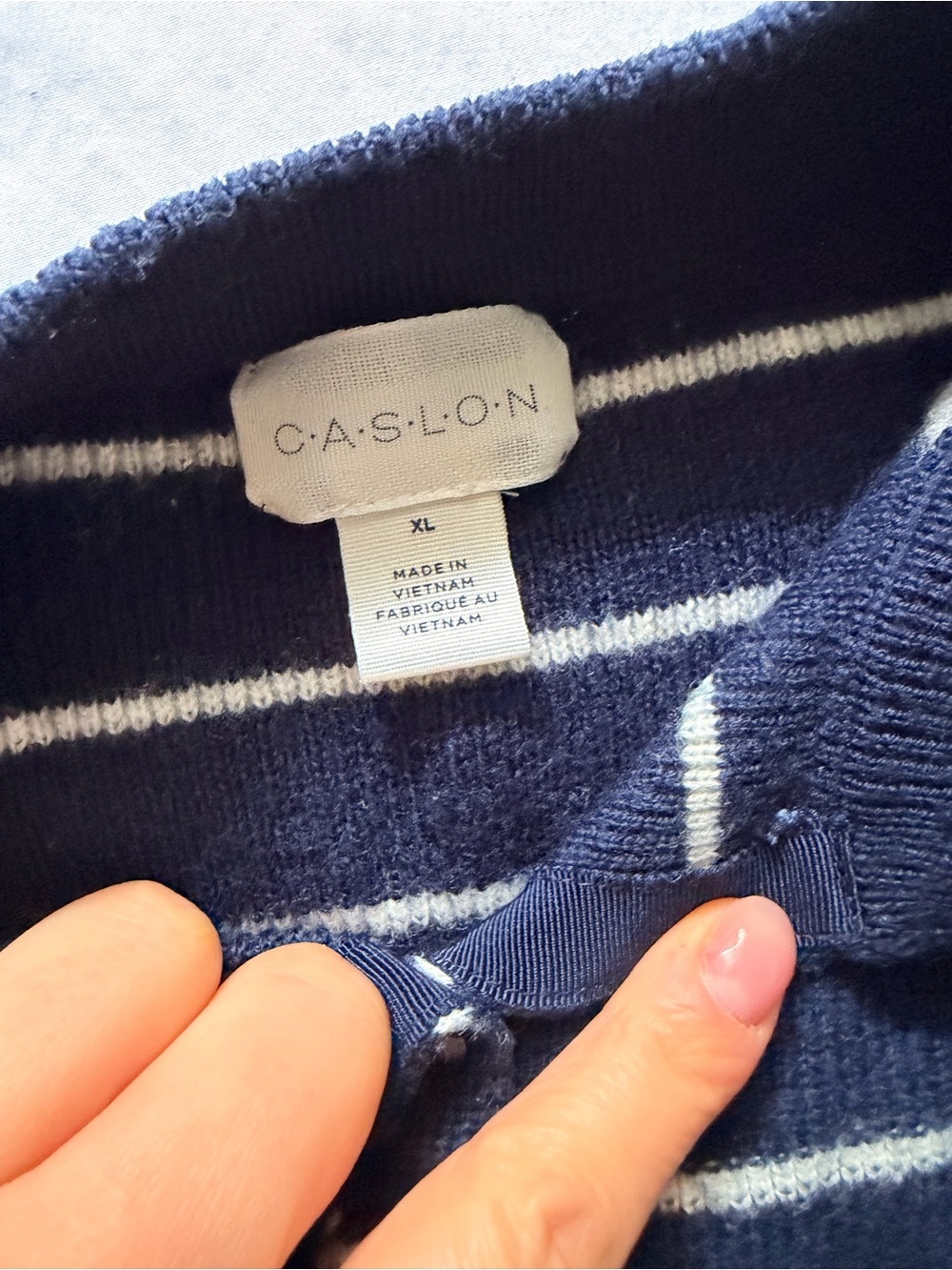Caslon Merino Wool Blend Striped Cardigan Navy White XL NWT Crewneck - Picture 6 of 8